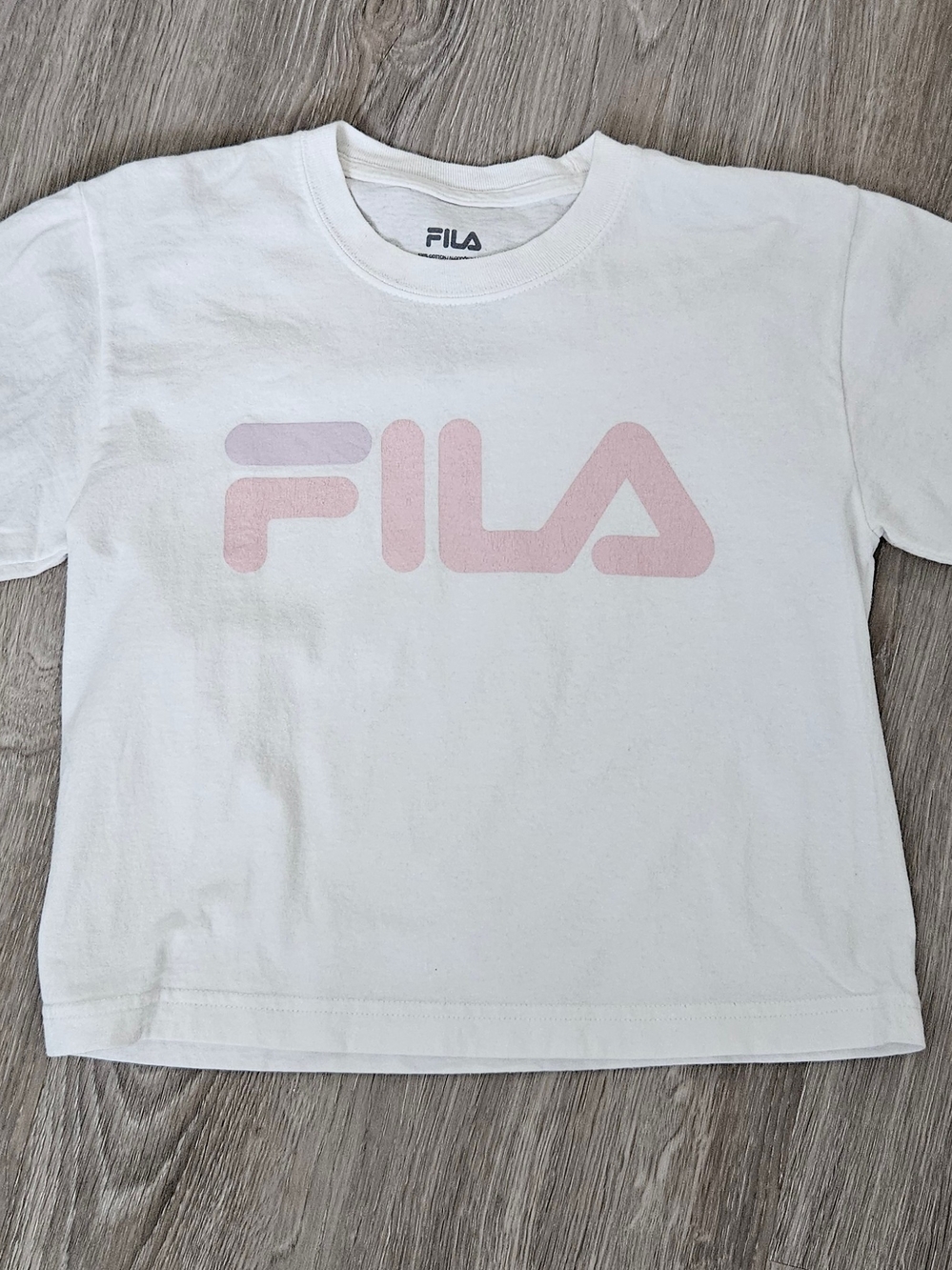 Fila White Tee with Pale Pink Logo